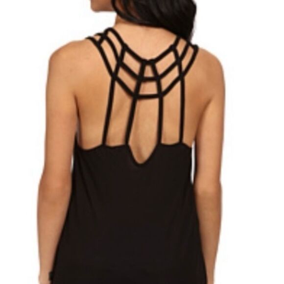 💠 RVCA Maris Black Strappy Cage Mini Shift Dress Size S - Picture 4 of 14